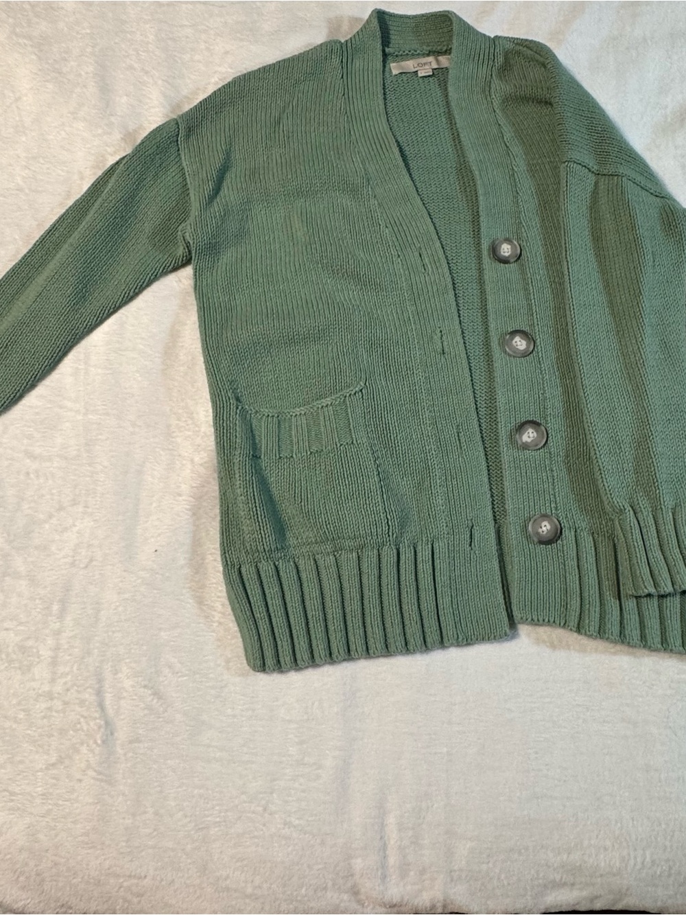 LOFT Moss Green Button-Front Women's Cardigan